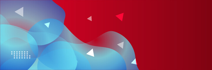 Abstract red banner background with 3d overlap layer and wave shapes