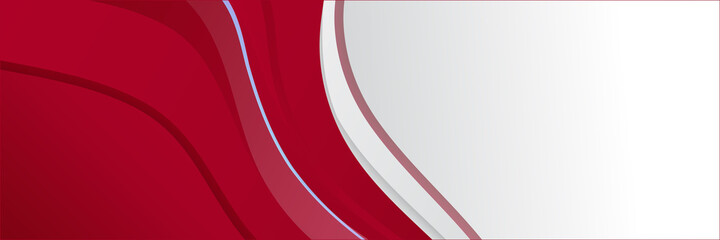 Abstract red banner background with 3d overlap layer and wave shapes
