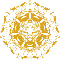 Fototapeta premium Ornament in calm golden shades with intricate small monograms. Vector image. The ability to change to any size without loss of quality.