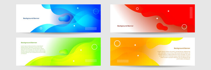 Collection of colorful banner template. Abstract web banner design. Header, landing page web design elements. abstract horizontal web banner design template backgrounds