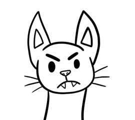 Stylized Adorable Angry Cat Doodle