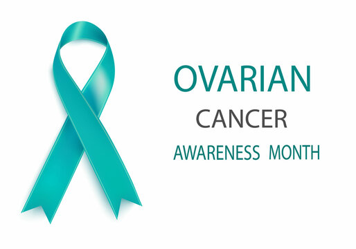Vector illustration of ovarian cancer awareness tapes isolated on a white background. Realistic vector teal silk ribbon with loop.Design for the poster - Powered by Adobe