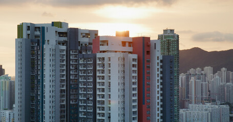 Fototapeta na wymiar Hong Kong city at sunset time