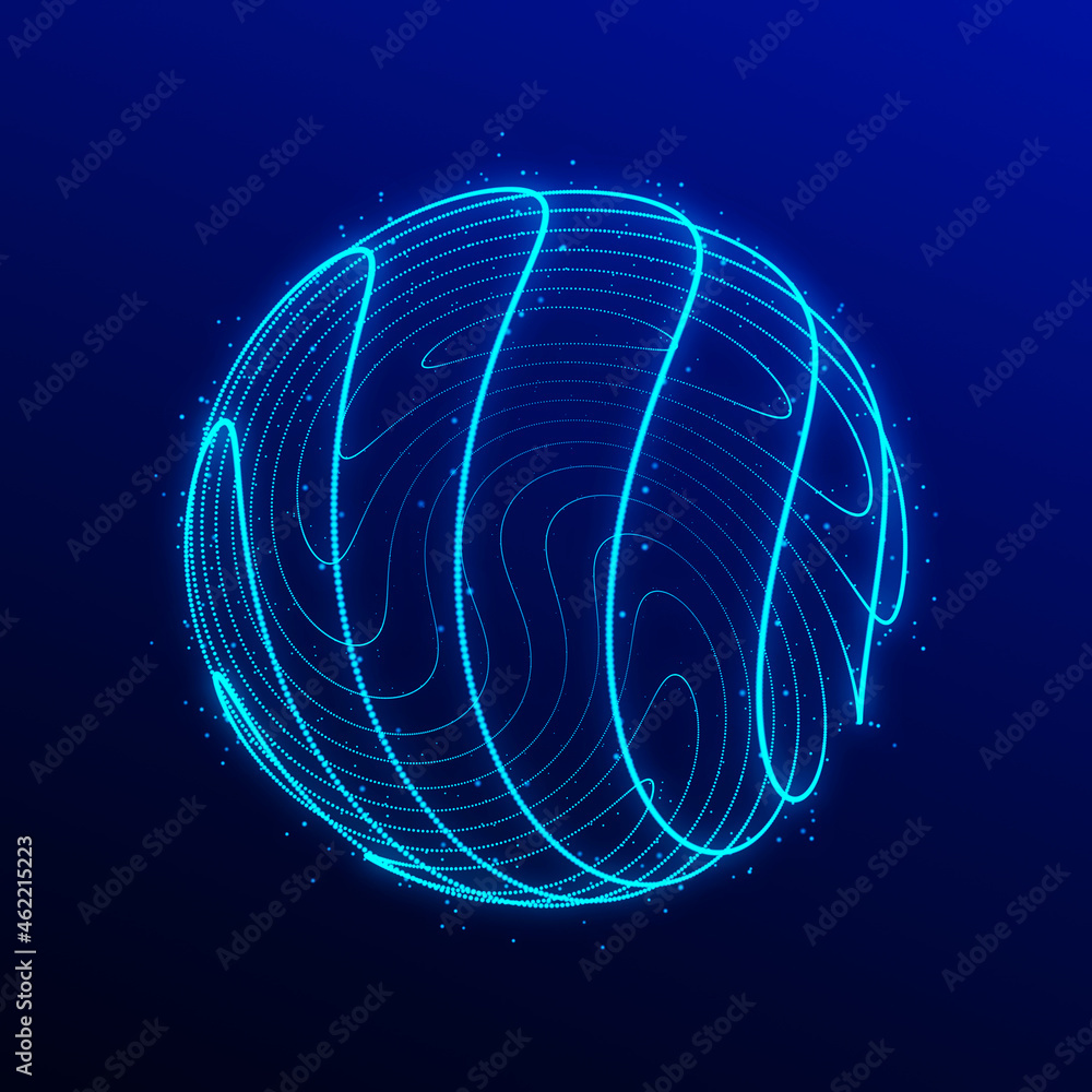 Poster sphere of particle. global network connection. futuristic technology style. 3d rendering.