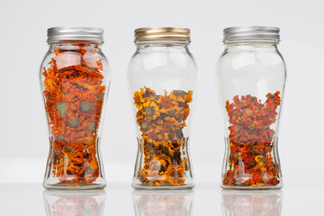 꽃차,건강,건조,누끼,병,사람없음,스튜디오,실내,오브젝트,유리병,음식,음식재료,주황색