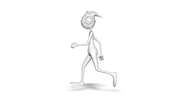 Man 3d Character Runing Loop on White Background