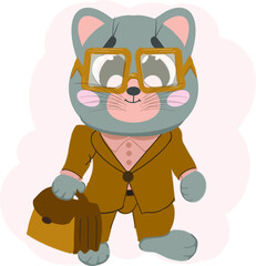 Grey cat in suit