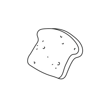 recommend clip art: Vector isolated piece of bread doodle drawing. Drawn slice of bread, toast line sketch 