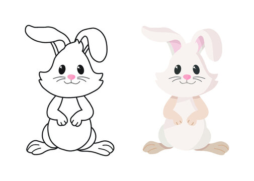 Children's coloring illustration with rabbit