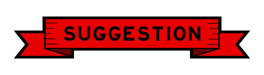Vintage red color ribbon banner with word suggestion on white background