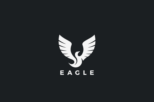 Flying Bird Abstract Logo Eagle Wings Vector design template. Soaring Falcon Phoenix Luxury style Logotype concept icon.