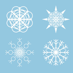 Set of crystal snowflakes for winter design. Vector illustration with Christmas and New Year elements