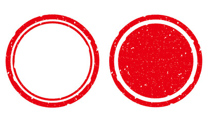 かすれた円形のはんこフレーム　赤　Stamp Frame