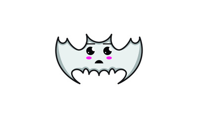 Vector Cute Kawaii Halloween Flat Bat