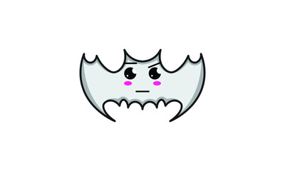 Vector Cute Kawaii Halloween Flat Bat