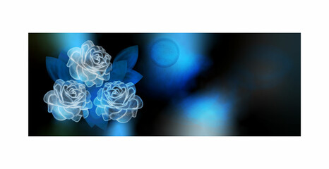 rose flower, vector illustration, abstract blue watercolor crystal rose painting , for banner wall decoration, poster, postcard, flyer or brochure cover design.