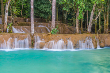 wonder Tad Sae Waterfalls at Luang prabang, Laos. Waterfall in rain forest.