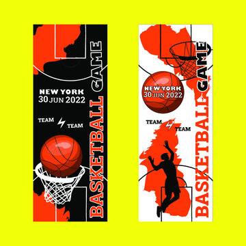 Vector illustration of basketball tickets. basketball banner