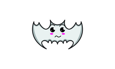 Vector Cute Kawaii Halloween Flat Bat