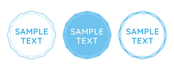 多角形のフレーム、背景素材のイラストセット　水色バージョン