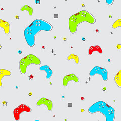 Vector illustration. Game pad flat pattern, great design for any purposes. Modern, simple flat vector illustration. Memphis, cartoon 2D style. Beautiful colors. © Goldenboy_14