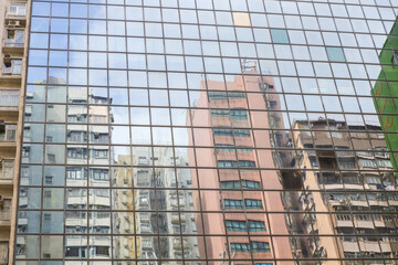 Glass windows wall of high rise building