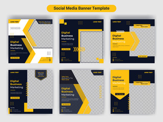 Digital business marketing Social Media banner template. Promotional web banners for social media.