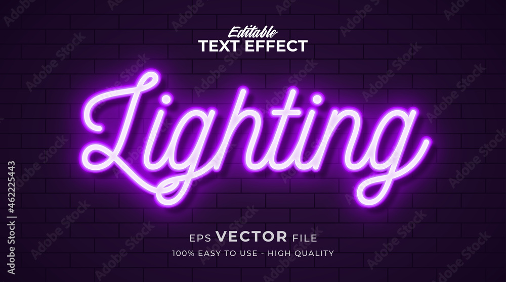 Fototapete neon light text effect, editable retro and glowing text style