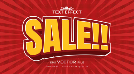 Sale banner editable text effect with comic style