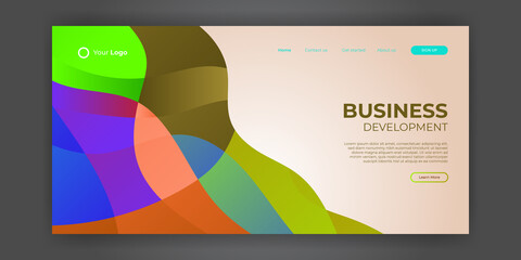 Landing page template with abstract banner background for business