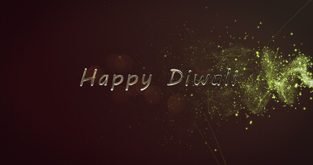 Image of happy diwali text over shooting star on black background
