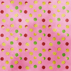 Pattern illustration of cute apples Pink