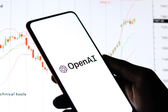 West Bangal, India - October 09, 2021 : OpenAI logo on phone screen stock image.