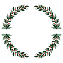 New Year's wreath frame of branches. Decoration for Christmas.