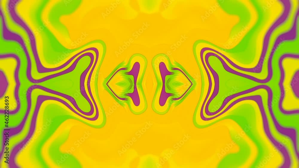 Poster flowing kaleidoscopic waves abstract background. 3d rendering loop animation hd