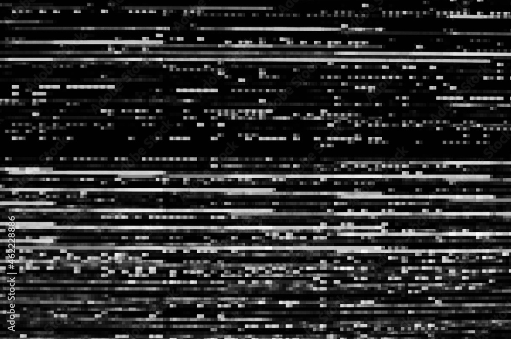 Poster pixel pattern of a digital glitch / abstract black and white pixel pattern background of a digital g