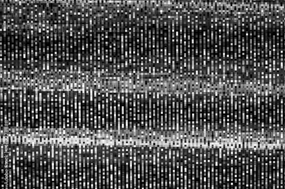 Poster pixel pattern of a digital glitch / abstract black and white pixel pattern background of a digital g