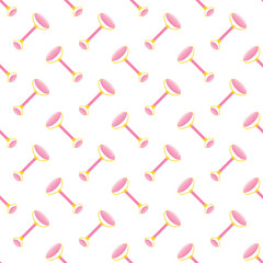 Pink stone, rose quartz gua sha rollers, beauty tools vector seamless pattern background for skincare routine design.