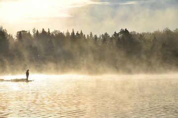 Naklejka na ściany i meble A fog on a cold autumn morning, Sainte-Apolline, Québec, Canada