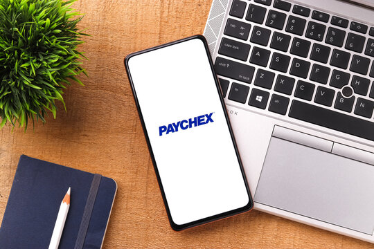West Bangal, India - October 09, 2021 : Paychex logo on phone screen stock image.