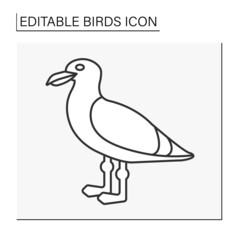  Sea gull line icon. Small bird live near the sea or lake. Birds concept. Isolated vector illustration. Editable stroke