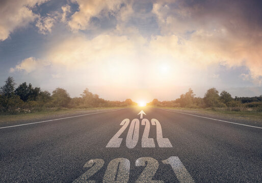 New year 2022 or start straight concept.