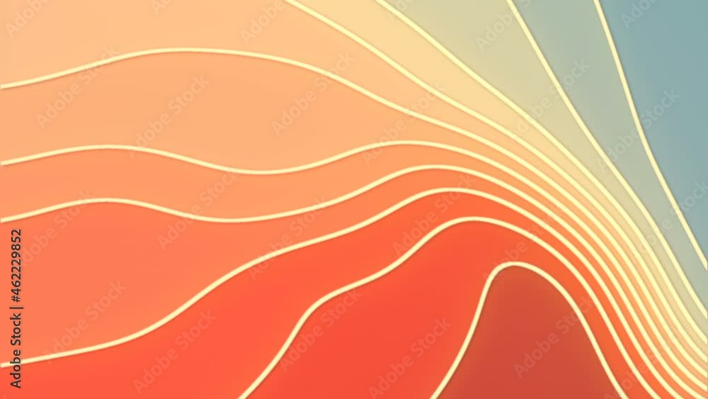 Poster colored flat curved wavy surface 3d render isometric background loop animation