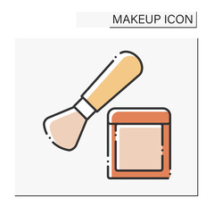  Face powder color icon. Cosmetic product for fix makeup. Brush. Beauty procedure. Makeup concept. Isolated vector illustration
