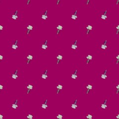 Seamless pattern chamomile on bright pink background. Beautiful ornament summer flowers.