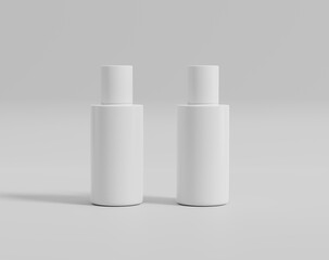 Blank white cosmetic packaging mockup, plastic container on empty background