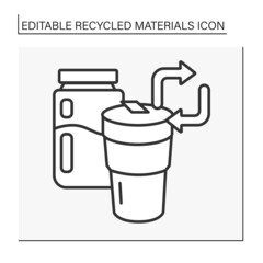 Ecology line icon. Reusable coffee cup. Recycled materials concept. Isolated vector illustration. Editable stroke