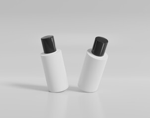 Blank white cosmetic packaging mockup, plastic container on empty background