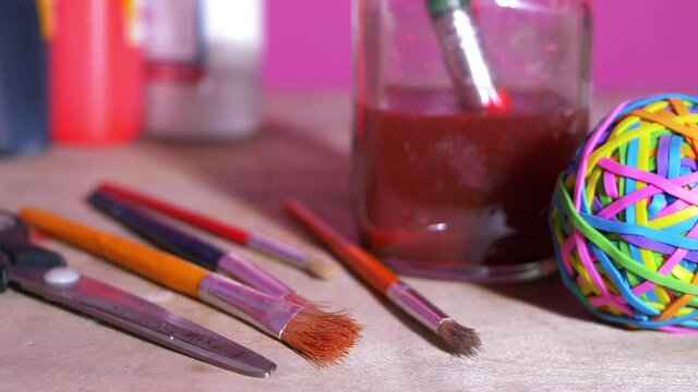 Paint brushes and craft supplies 