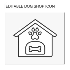  Dog house line icon. Beautiful and comfortable home for pets. Products for dogs. Shop concept. Isolated vector illustration. Editable stroke